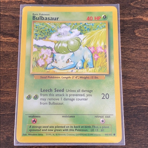 Pokémon Bulbasaur Card (1995, 44/102)